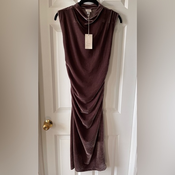 NWT Women’s A New Day Ruched Velour Mauve Dress, XS - Picture 2 of 5
